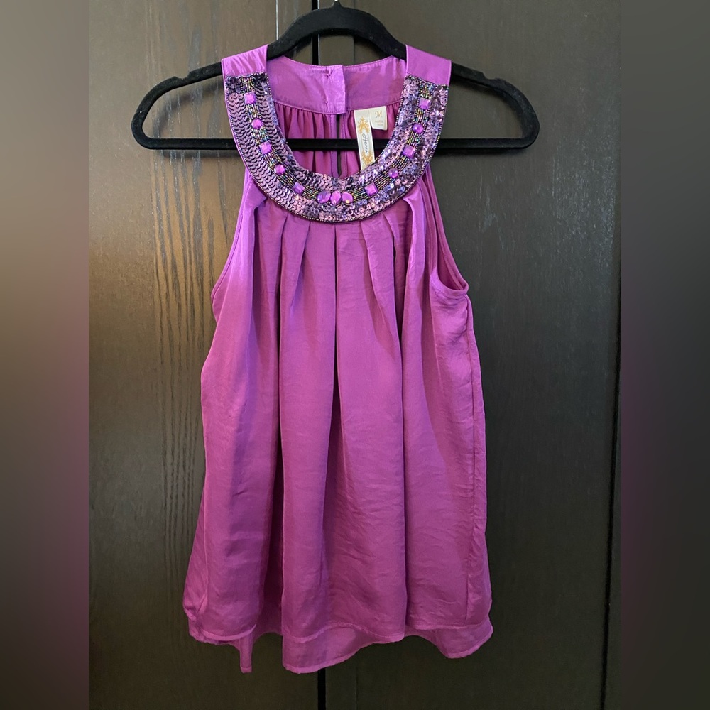 Adiva sequin purple top size medium